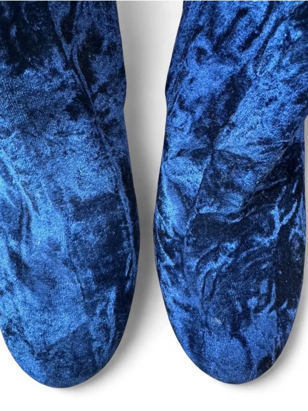 Jessica Simpson Royal Blue Velvet Embroidered Block Heel Ankle Boots